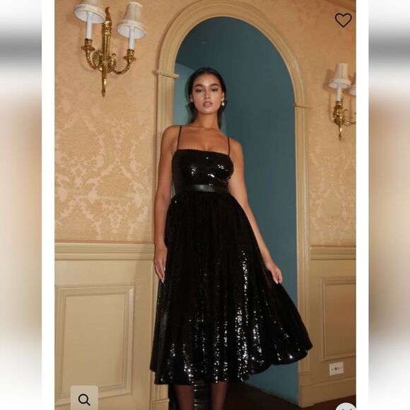 Weworewhat Sequins Midi Dress NWOT Size 2 Black - Picture 7 of 9
